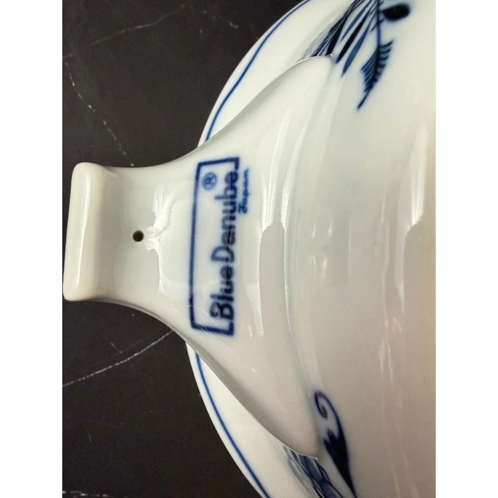 VTG Blue Danube Blue Onion 7in Covered Casserole Dish Rectangle Stamp MINT!